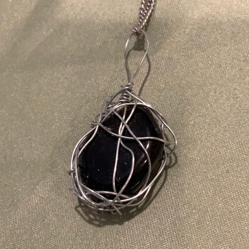 Blue goldstone pendant necklace